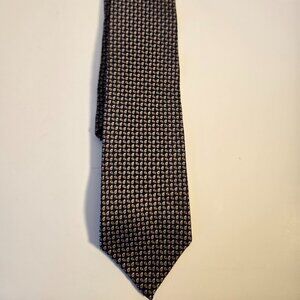 100% Silk Men's Necktie CROMLEY & FINCH - Handmade - Geometric Navy, Red, White